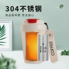 304 stainless steel coffee cup for women with letters, insulated with a handle, outdoor car portable water cup for men details Picture